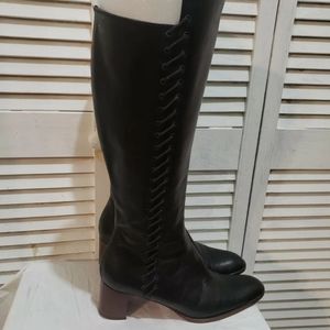 Jean-Michel Cazabat Womens Knee High Black leather Boots Size 39EU /8.5 US/